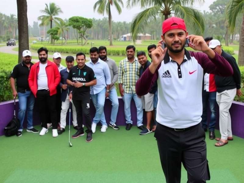 Indian players at Golf Master meetup, playing on mobile and real mini-golf course